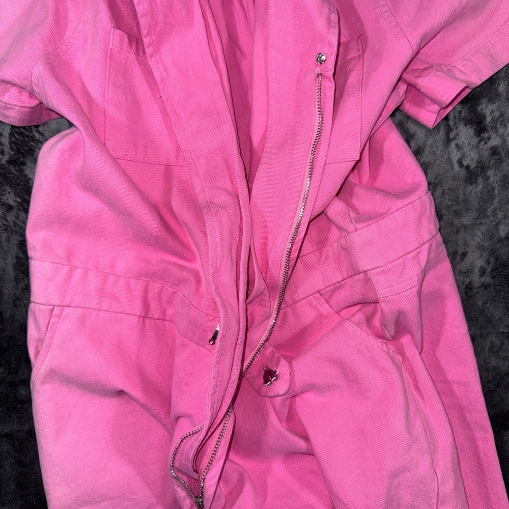 Sadie & Sage Pink Sweet Pea Denim Romper Utility Jumpsuit AG1901TW XL NEW - Picture 7 of 16